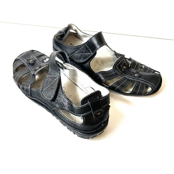 Spring Step Women EU 41 US 10.5 Black Leather Comfort Casual Flat Fisherman Shoe - Picture 3 of 12